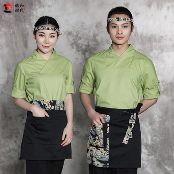 10 stilius Virėja Uniformos Striukė Unisex Trumpas Rankovėmis Japonų Virtuvės Virėjas Striukės Moterims Žmogus Suši Kostiumai