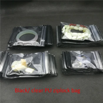 100vnt 4sizes skaidri/pusė juoda spalva 450micron PU Plastiko užraktas užtrauktukas reclosable vožtuvas maišelį, tadas auskarai pakavimo krepšiai