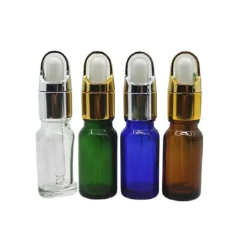10ml žalia/mėlyna/ruda/skaidraus stiklo buteliukas su aukso, sidabro krepšelį dangtelis baltas juodas lemputė eterinio aliejaus serumas skystis odos pakavimo