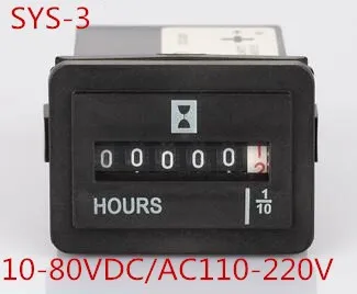 10V-80VDC AC100-250V 0.3 W Generatorius Uždaromos Valandų Skaitiklis Skaitiklis Hourmeter Stačiakampio SYS-3 0-99999.9 Valandos