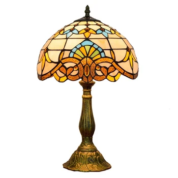 12 colių Europos retro Baroko dekoratyvinės lentelės lampTiffany rūmų vitražo miegamojo, naktiniai staleliai, lempa, Restoranas, Baras kūrybos šviesa