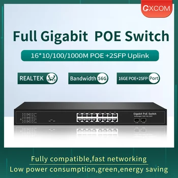 16 10/100/1000M Prievadų POE Switch Su 2 Gigabit Prievadai 18-port Gigabit poe switch