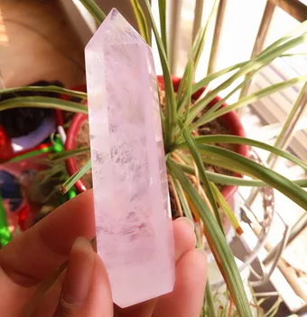 1pcs Graži kvarco kristalo lazdelė rožinė Lydymosi akmens taško gydymo kaip dovaną
