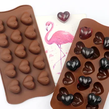 1PCS Širdies Šokolado Pelėsis 15 Ertmės meilės Formos Silikono Vestuvių Saldainiai Kepimo Formos Keksiukų Dekoravimui Tortas Pelėsių 3D 