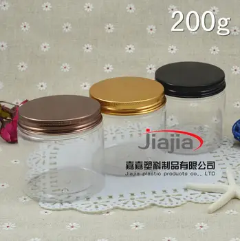 200 gramų aišku, PET Jar,200g aišku, PET Skaidri Kosmetikos Grietinėlės Indelį su juoda/aukso/bronzos, aliuminio Dangtelis,Vestuvių Saldainių Dėžutė