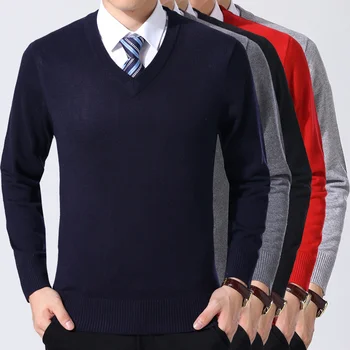 2021 Korėjos Stiliaus Naujas Mados Prekės Ženklo Sweater Mens Megztinis V Neck Slim Fit Džemperiai Mezgimo Storas Šiltas Ruduo Atsitiktinis Mens Drabužiai