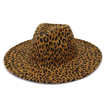 2021 Naujas Klasikos Leopardas Spausdinti Unisex Atsitiktinis Šalies Fedora Skrybėlę Platus Kraštų Moterų Elegantišką Skrybėlę Vyrų Fedora Skrybėlę Rudenį, Žiemą Kepurės