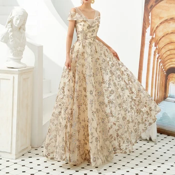 2022 Elegantiškas-Line Prom Dresses V-Kaklo Trumpomis Rankovėmis, Su Nėrinių Appliques Proga Tiulio Suknelė Vakarinę Suknelę Chalatas De Soirée