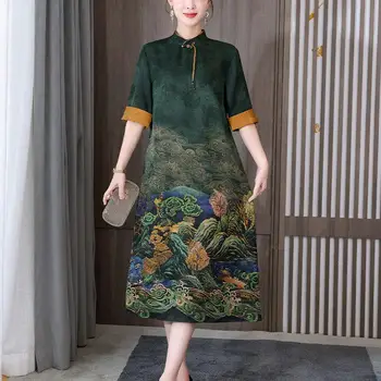 2022 tradicinės kinų derliaus qipao suknelė elegantiškas gėlių spausdinti qipao suknelė šalies šokių kostiumai, tradicinė kinų qipao