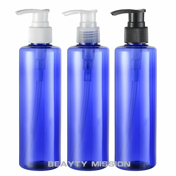 24pcs 250ml Mėlyna kosmetikos PET buteliai, tuščios, šampūnas, losjonas, siurblio konteinerio plastiko kosmetikos pakuotės su dozatorius,dušo želė