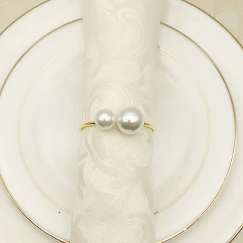 2vnt Elegantišką Perlų Servetėlių Žiedai Aukso Krikštynos Bangle Metalinis Servetėlių Laikiklis Vestuvių Dovana Nuotakos Dušas Dekoro Šalies Prekių