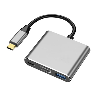 3 1. C Tipo HDMI Adapteris 4K 1080P USB Hub Docking Station Su 3.0 87W PD Apmokestinimo Uosto Pilka