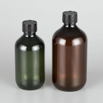 300ML 500ML X 12 Ruda Žalia Plastikiniai Buteliukai Su Užsukamu Kosmetikos Pakuotės, Konteinerio eterinis Aliejus PET Daugkartiniai Buteliai