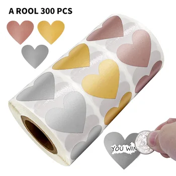 300pcs/Roll Rose Gold Nulio off Lipdukai, Etiketės Širdies Shaper 