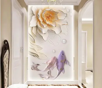 3d kambario tapetai, freskos sienos popieriaus ritinius kambarį miegamojo sienos meno dekoro įėjimo foto freskomis, gėlių, žuvies pasirinktinis dydis