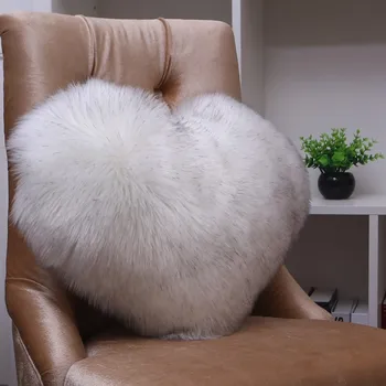 40x50cm dirbtinė vilna kailiniai širdies formos pagalvėlė padengti kėdė, sofa juosmens užvalkalas pūkuotas pliušinis mesti pagalvę padengti atlošas