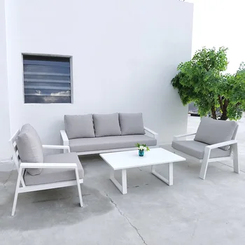 4pcs/set Aliumininiai lauko baldai prabangūs sofa-lova, pakeliami Kiemo Šiuolaikinio Sodo Baldai, Sofos, Nustatyti baltos spalvos platformos