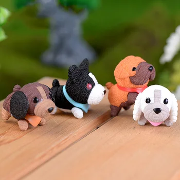 4pcs Vilnonių šuo miniatiūrinės Statulėlės animacinių filmų gyvūnų Duomenys Anime Modelių namų vestuvių sodo puošmena 