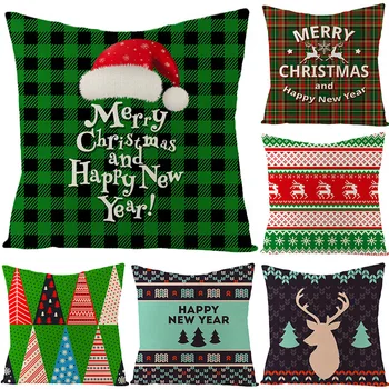 Animaciją akvarele Kalėdų užvalkalas lino apdaila Kalėdų dovana pagalvėlė padengti tinka automobilių sofos užvalkalas 45cm*45cm
