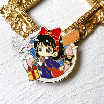 Anime Metalo Ženklelis Kiki ' s Delivery Service KIKI Pin Sagė 5.6 cm