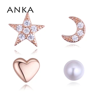 ANKA kubinių zirconia auskarai nustatyti širdies pradėti mėnulis perlų auskarų mikro nutiesti cirkonis moterų auskarai, juvelyriniai papuošalai #130350