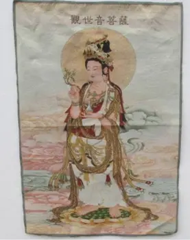 Aukso šilko siuvinėjimo thangka Tibete ir Nepale deivės guanyin bodhisatvos