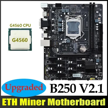 B250 V2.1 BTC Kasybos Plokštė+G4560 CPU 12XPCIE LGA1151 Dual Channel DDR4 MSATA USB3.0 B250 ETH Kasybos Plokštė