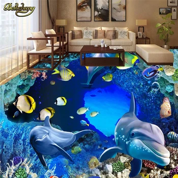 beibehang Delfinų Ocean World foto Freskomis tapetai, neslidžia vandeniui lipnios PVC sienų dokumentai namų dekoro grindų dažymas