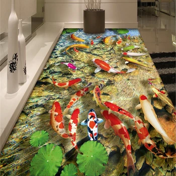 beibehang Pasirinktinius nuotraukų 3d grindų sieniniai lipnios sienos pasta lotus karpis vonios kambarį 3d grindų dažymas papel de parede
