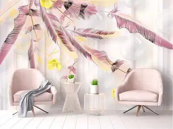 Beibehang Pasirinktinį fono paveikslėlį nuotrauka 3d stereo kamuolys rožinių plunksnų modernus minimalistinio TV foną, svetainė, miegamasis 3d tapetai