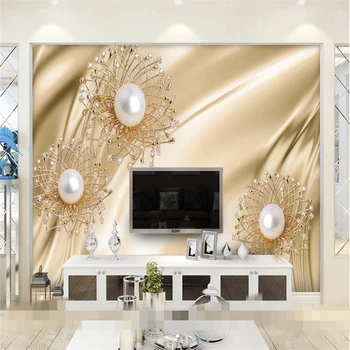 beibehang Užsakymą Foto Tapetai, Freskos Siena Lipdukas Europos Stiliaus Golden Pearl Juvelyrika Fono Sienos papel de parede 3d