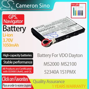 CameronSino Baterija VDO Dayton MS2000 MS2100 tinka VDO Dayton 52340A 1S1PMX GPS,Navigatoriaus baterija 1050mAh 3.70 V Li-ion Juoda