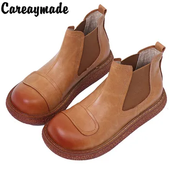 Careaymade-Retro Atsitiktinis batai blynai storas soled big head batai Moril moterų batai patogus butas dugnu aukštos trumpi batai