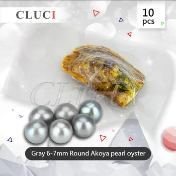 CLUCI 10vnt pilka vakuuminę 6-7mm Apvalus Akoya Perlai Austrių Sidabro spalvos sūraus vandens Perlų Austres, nemokamas pristatymas WP087SB