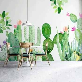 Custom Foto Tapetai Šiuolaikinės 3D Rankomis Dažyti Kaktusas Tropinių Augalų Freskos Gyvenimo Kambario, Miegamasis Lipnios Vandeniui Lipdukai