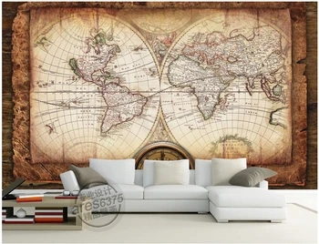 Custom retro tapetai, pasaulio žemėlapis navigacija freskomis už kambarį miegamojo sienos vandeniui Papel de parede vinilo