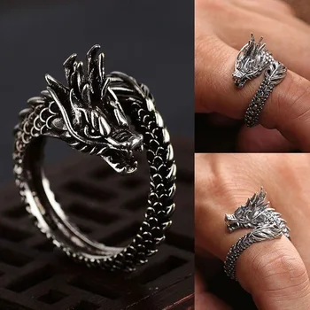 Derliaus Tailando Sidabras 925 Valdinga Dragon Pro Pasaulio Žiedas Reguliuojamas Vyrų ir Moterų Atviras Žiedas