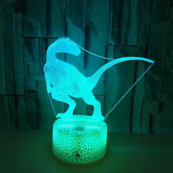 Dinozauro Tyrannosaurus rex velociraptor Naktį Šviesos Spalvinga 3D LED Šviesos Jutiklinis Nuotolinio Valdymo Stalo Lempa Gimtadienio, Kalėdų Dovana