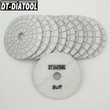 DT-DIATOOL 10vnt Balta Buff Diamond Pagalvėlės poliravimo Disko Drėgna Kietos Medžiagos lanksti Skersmuo 4 colių Granito Poliravimo Priemonė