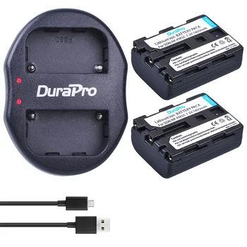 DuraPro 2vnt NP-FM50 NP FM50 1800mAh Li-ion Baterijos + Dual USB Kroviklis Sony NP-FM51 NP-QM50 NP-FM30 NP-FM55H