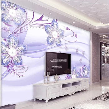 Foto Tapetai 3D Violetinė Dreamline Diamond Gėlių Kambarį, TV Foną, Sienų Freskomis Eco-Friendly Vandeniui Papel De Parede