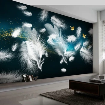 Foto Tapetai Europos Šiaurės Minimalistinio Plunksnų Paukštis Didelės Freskos Gyvenamasis Kambarys su Sofa-Namų Dekoro, Sienų danga Sienos Popieriaus 3D