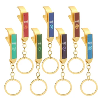Genshin Poveikio Keychain Butelio Atidarytuvas paketų prižiūrėtojų raktinę Akių Dievo 7 Elementas šviesos Metalo Pakabukas Anime Cosplay llaveros Priedai