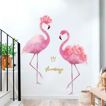 Gyvūnų Siena Lipdukas Flamingo Miegamasis Bendrabutyje Vestuvių Kambario Sienų Apdaila Violetinė Soties Mažo Šilto Šviežio Derliaus PVC Freskos