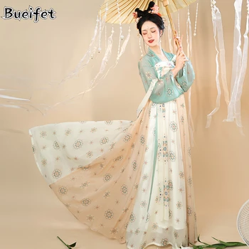 Hanfu Moterų Kinų Tradicinio Siuvinėjimo Pasakos Šokio Kostiumai Rytų Princesė Dress Lady Elegancija Tang Dinastijos Šokių Drabužiai