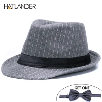 HATLANDER Prekės ženklo Mados juostele Fedoras skrybėlės vyrų dirbtinis vilnonių trilby skrybėlę, moteris, ponios viršų Džiazo skrybėlę Džentelmenas Panamos rinktinėje