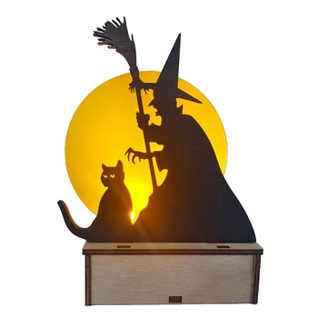 Helovinas Apdailos Medinių Tuščiaviduriai Ragana Mirties Dvasios LED Šviesos Mielas Darbalaukio Papuošalai Namų Dekoro Priedai