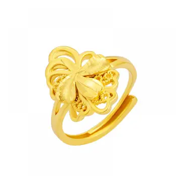 HOYON Grynas 18k vaiskiai geltonos aukso spalvos žiedas moterų papuošalų Mados Moterų Žiedo Atidarymo Reguliuojamas Mažos Gėlių Meilės Žiedas dovana