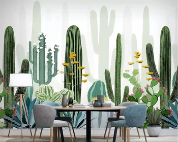 Individualizuotos fono paveikslėlį ranka-dažytos Šiaurės tropinių augalų kaktusas TV fono sienos kambarį miegamasis freskos 3d tapetai