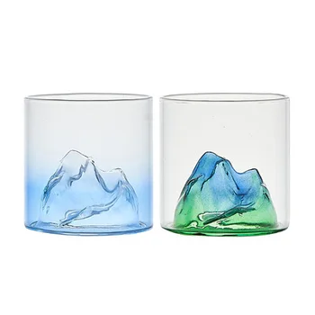 Japonų Stiliaus Viskio Puodelis Kalnų Seklių Formos Skaidraus Stiklo Taurė Fuji Kūrinys Dovana Viskio Stiklo Ledynas Degtinės, Vyno Taurė